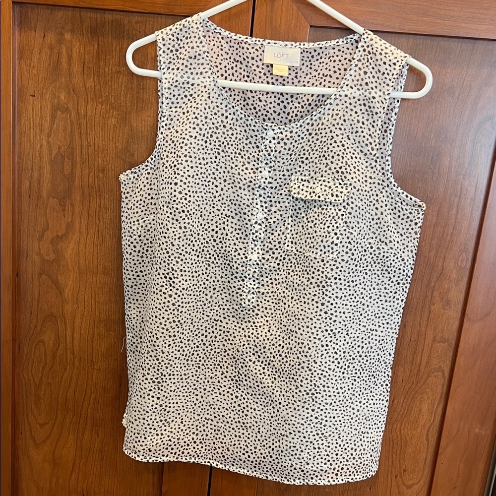LOFT Polka Dot Sleeveless Camisole in Brown and White Animal Print